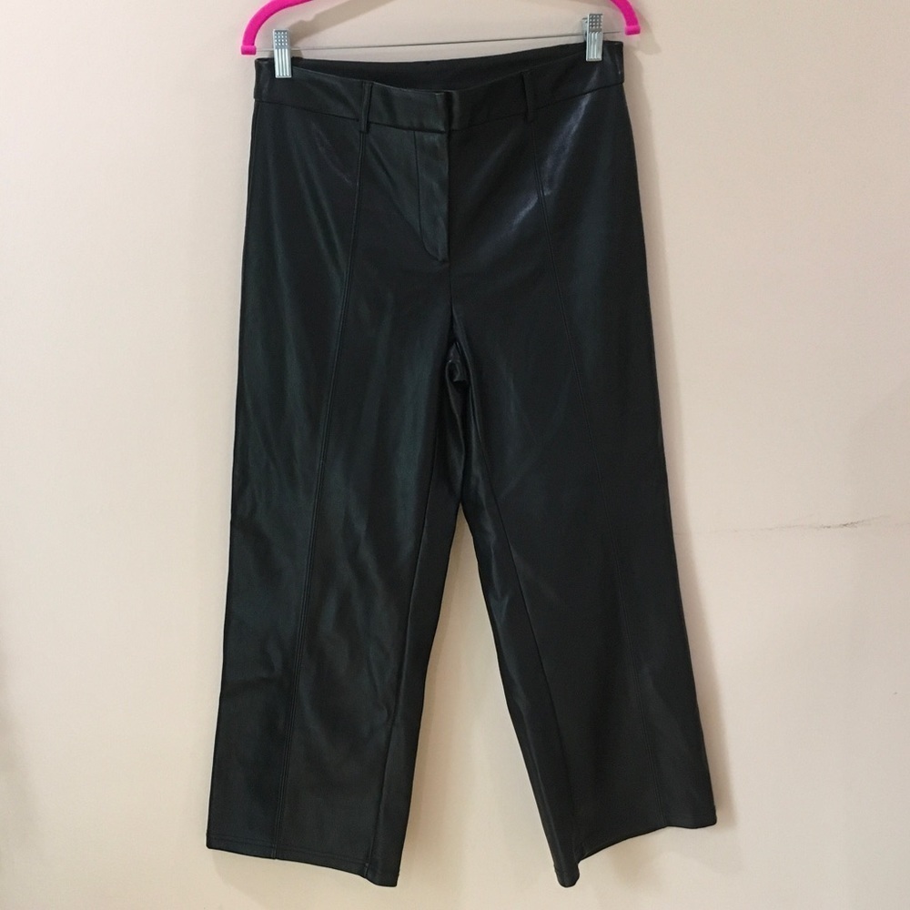 7 FOR ALL MANKIND wide leg Pants hi rise Black Faux Leather size m